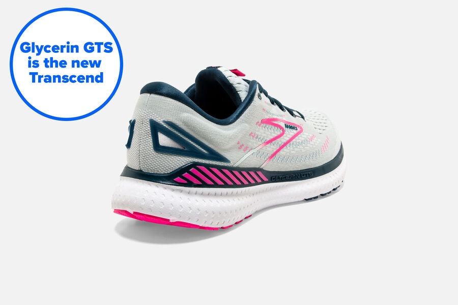 Brooks Glycerin GTS 19 Road Running Shoes - Womens - White/Pink - SG6397820